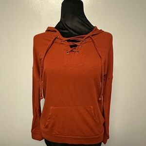 Pink Republic Lace-Up Hoodie - Burnt Orange